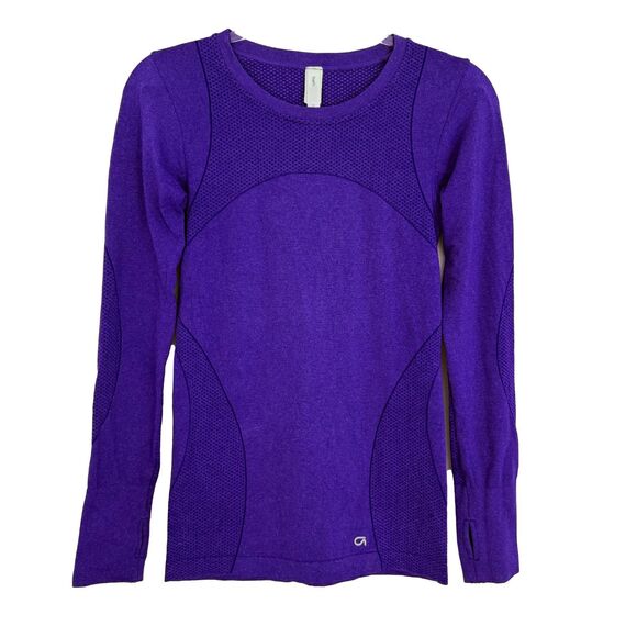 GAP Performance Fit Motion Seamless Athletic Top XS Heather Purple EUC B81 - Picture 2 of 6